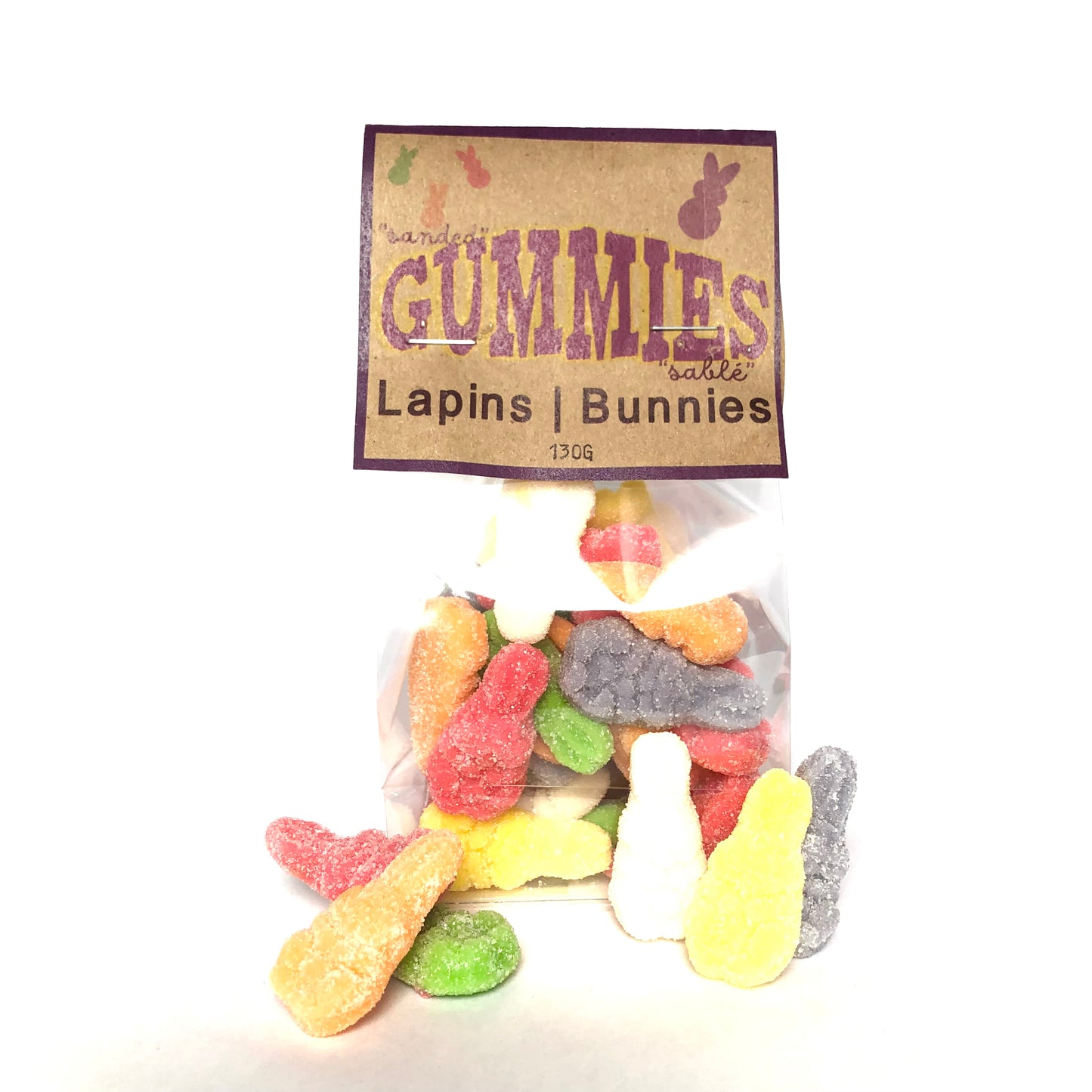 Jujubes en forme de lapin saupoudré de sucre